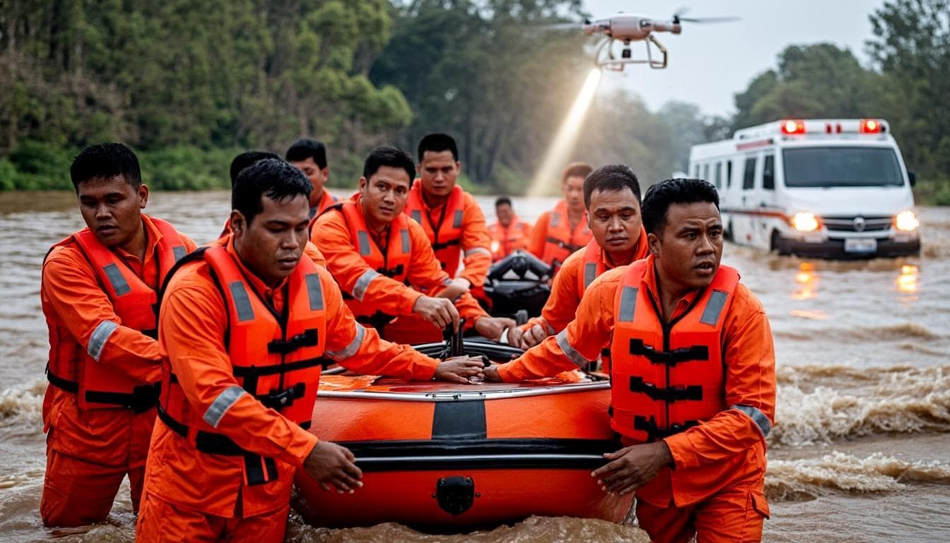 Tim SAR Katana Rescue melakukan evakuasi